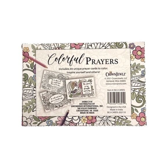 CrownJewlz Adult Coloring Floral Prayer & Scripture Cards (20 ct set) - Picture 4 of 10